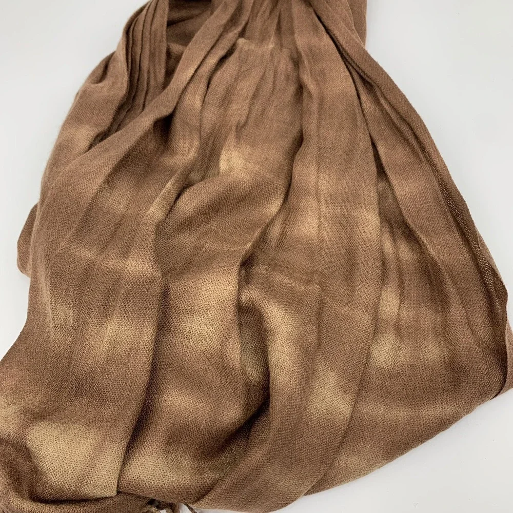 Urban Rose Maple Trail Scarf Brown Hand Dyed Fringed Boho Earthy Neutral NEW